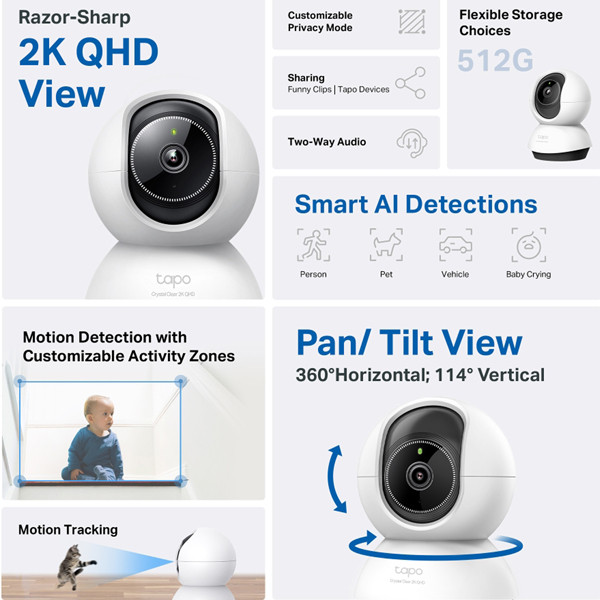 Telecamera Tapo TC72 - Wi-Fi 2K - uso in interno - Tp-Link