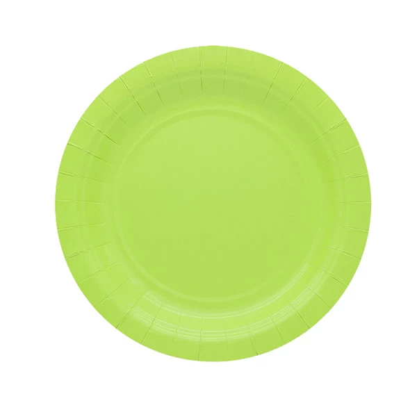 Piatti piani Ecocolor - Ø18cm - biodegradabile - verde mela - Big Party - conf. 25 pezzi