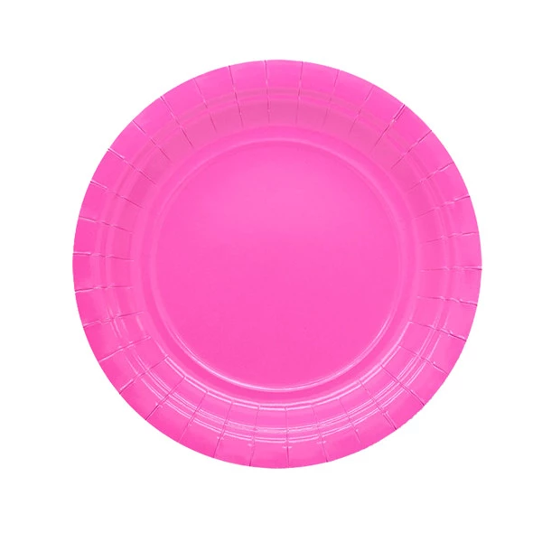 Piatti piani Ecocolor - &Oslash;18cm - biodegradabile - fucsia - Big Party - conf. 25 pezzi