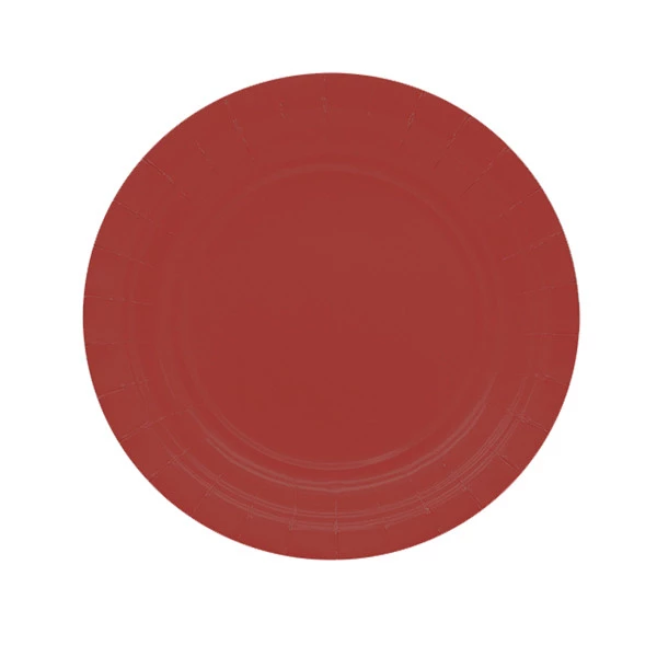 Piatti piani Ecocolor - Ø18cm - biodegradabile - rosso intenso - Big Party - conf. 25 pezzi