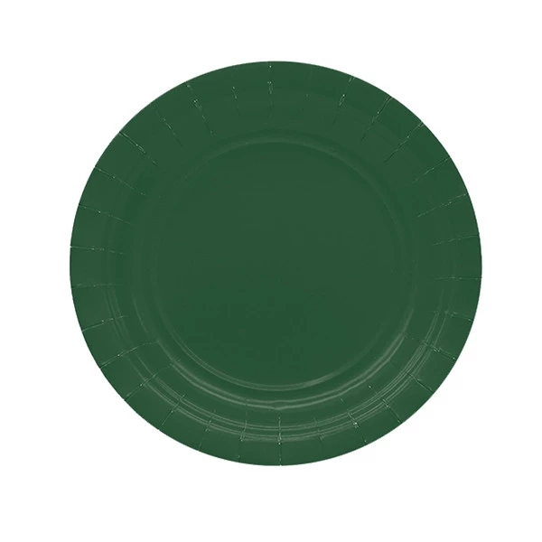 Piatti piani Ecocolor - Ø18cm - biodegradabile - verde bosco - Big Party - conf. 25 pezzi