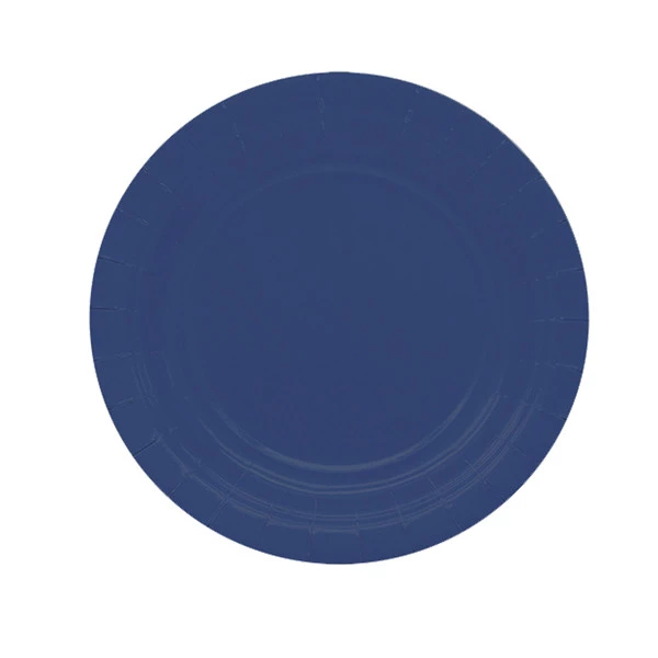 Piatti piani Ecocolor - Ø18cm - biodegradabile - blu notte - Big Party - conf. 25 pezzi