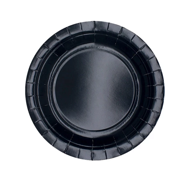 Piatti piani Ecocolor - &Oslash;18cm - biodegradabile - nero - Big Party - conf. 25 pezzi