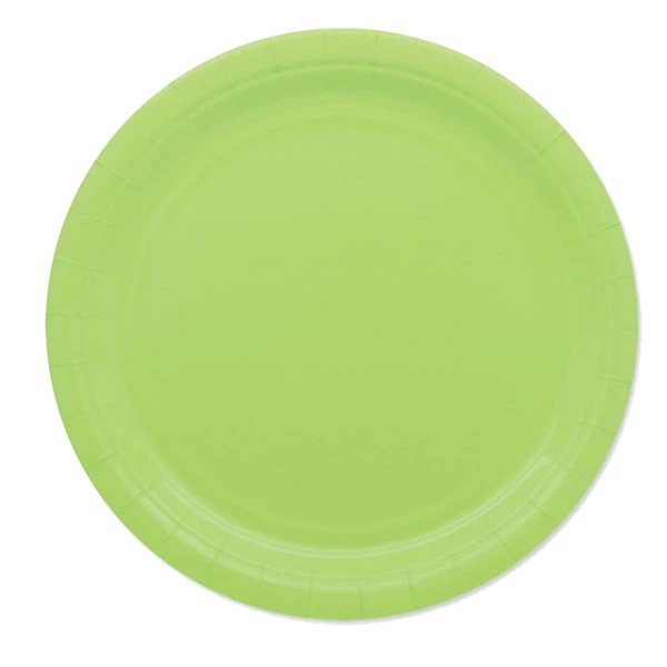 Piatti piani Ecocolor - Ø24cm - biodegradabile - verde mela - Big Party - conf. 25 pezzi