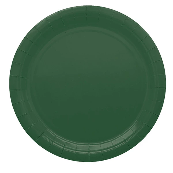 Piatti piani Ecocolor - Ø24cm - biodegradabile - verde bosco - Big Party - conf. 25 pezzi