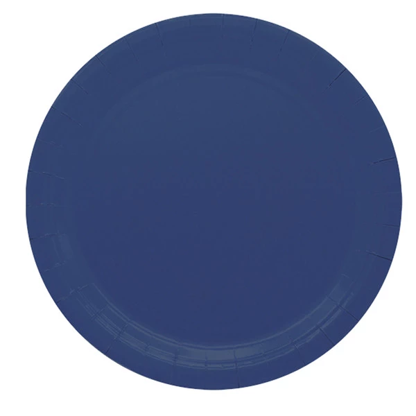 Piatti piani Ecocolor - Ø24cm - biodegradabile - blu notte - Big Party - conf. 25 pezzi