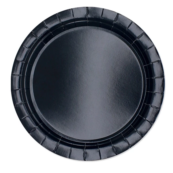 Piatti piani Ecocolor - &Oslash;24cm - biodegradabile - nero - Big Party - conf. 25 pezzi