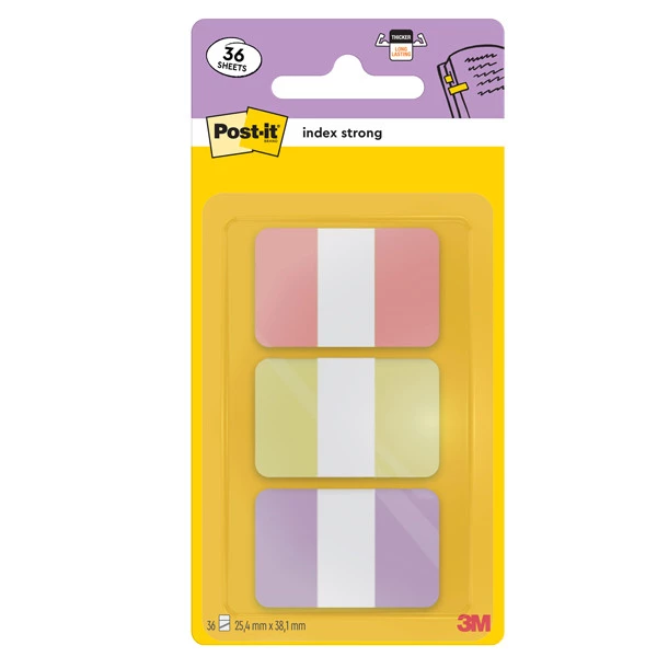 Segnapagina Post-it Index Strong - 686-3SUN - 25,4 x 38,1 mm - colori pastelllo - Post-it - conf. 36 pezzi