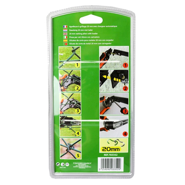 Pinza per reti 20mm - con caricatore - Fischer Darex