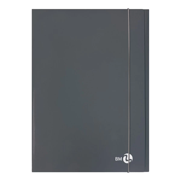 Cartella 3 lembi con elastico - A4 - dorso piatto - grigio scuro - BM