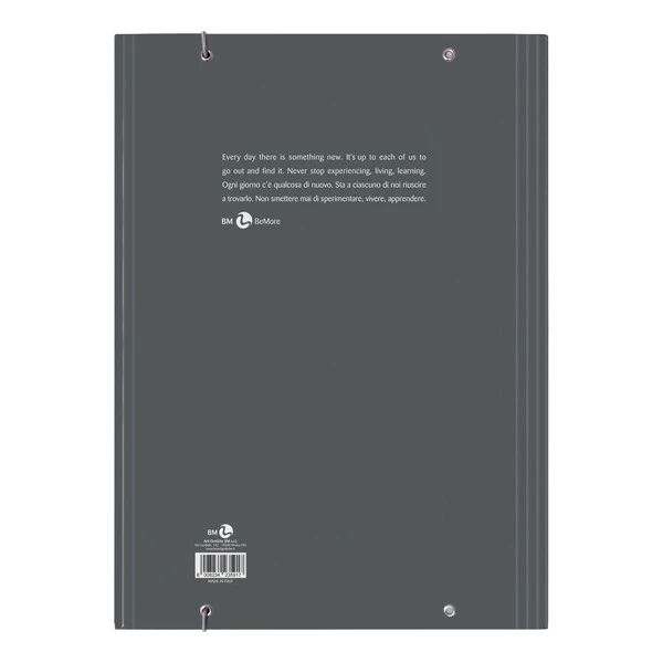 Cartella 3 lembi con elastico - A4 - dorso piatto - grigio scuro - BM