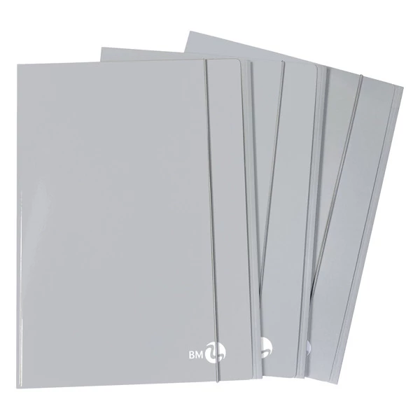 Cartella 3 lembi con elastico - A4 - dorso piatto - grigio chiaro - BM