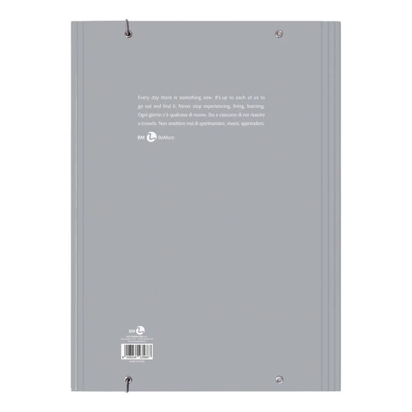 Cartella 3 lembi con elastico - A4 - dorso piatto - grigio chiaro - BM