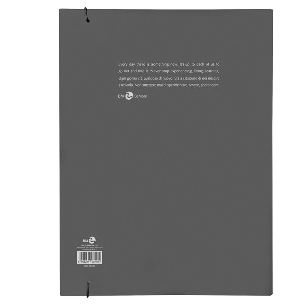 Cartella 3 lembi con elastico - A4 - dorso 1 cm - grigio scuro - BM