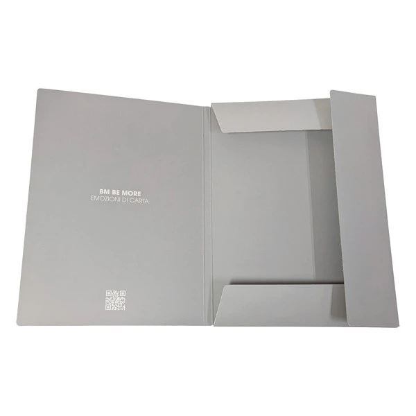 Cartella 3 lembi con elastico - A4 - dorso 1 cm - grigio chiaro - BM