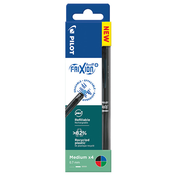 Penna a sfera scatto FrixionBall+ - punta 0,7mm - 4 colori assortiti - Pilot - conf. 4 pezzi