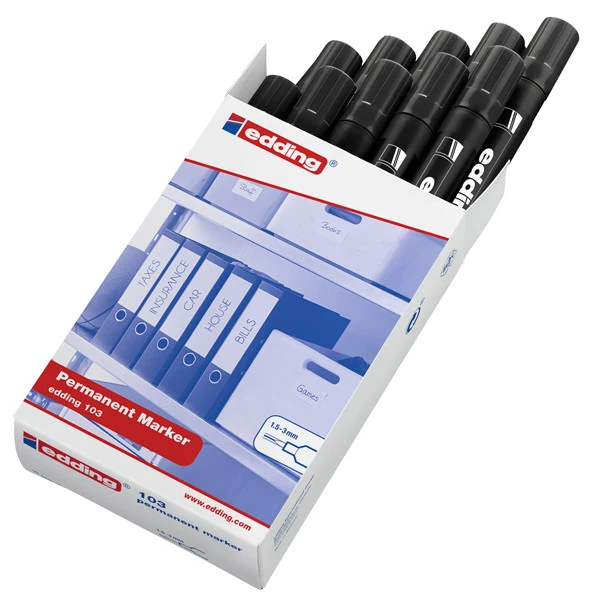 Marcatore permanente 103 - punta conica - da 1,5 a 3 mm - nero - Edding