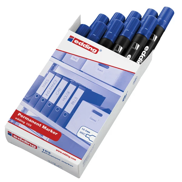 Marcatore permanente 103 - punta conica - da 1,5 a 3 mm - blu - Edding
