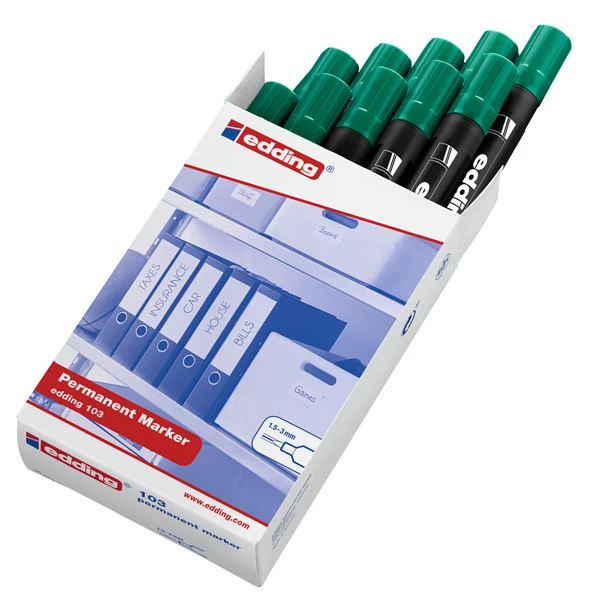 Marcatore permanente 103 - punta conica - da 1,5 a 3 mm - verde - Edding