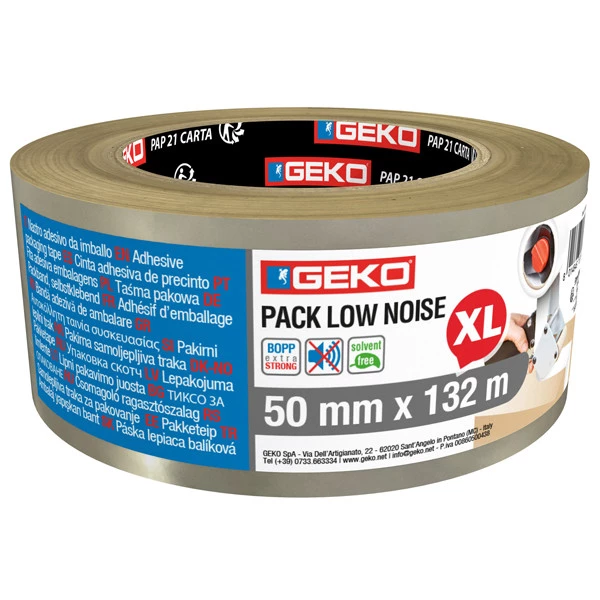 Nastro adesivo - 5 cm x 132 m - PPL - silenzioso  - trasparente - Geko