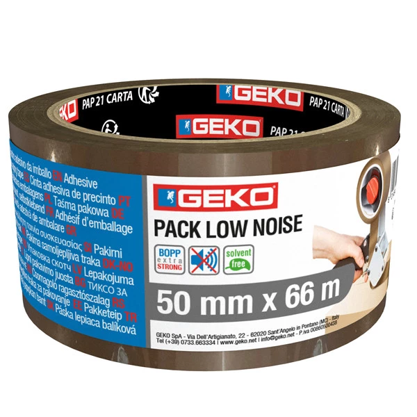 Nastro adesivo - 5 cm x 66 m - PPL - silenzioso - avana - Geko