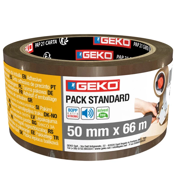 Nastro adesivo - 5 cm x 66 m - PPL - standard - avana - Geko