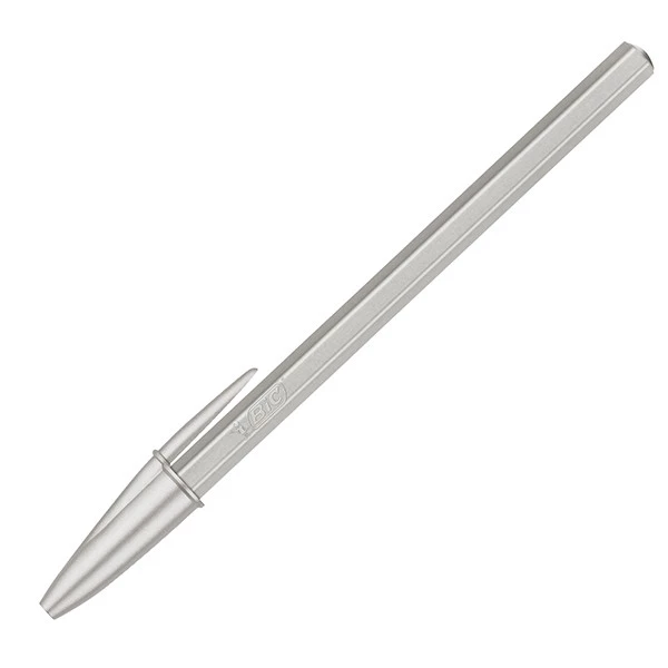 Penna sfera Cristal Glac&egrave; - 1.0 mm - inchiostro nero - fusto argento - Bic - conf. 20 pezzi