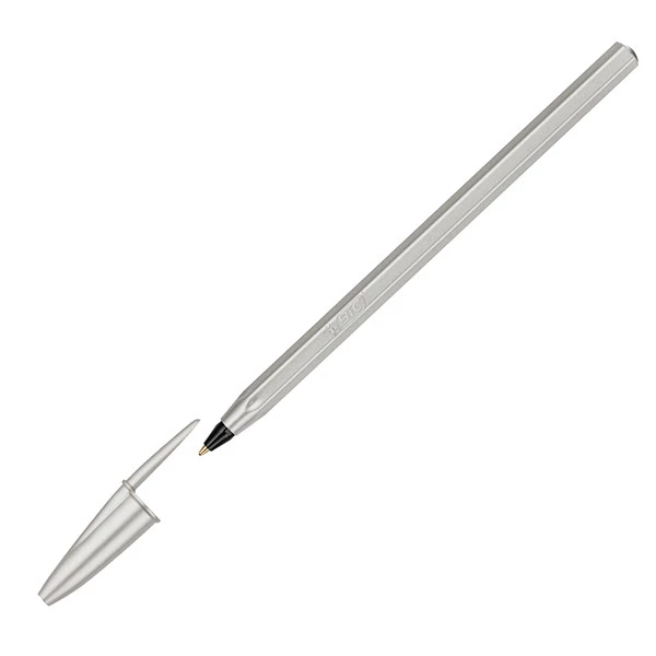 Penna sfera Cristal Glac&egrave; - 1.0 mm - inchiostro nero - fusto argento - Bic - conf. 20 pezzi
