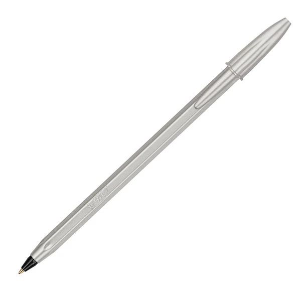 Penna sfera Cristal Glac&egrave; - 1.0 mm - inchiostro nero - fusto argento - Bic - conf. 20 pezzi