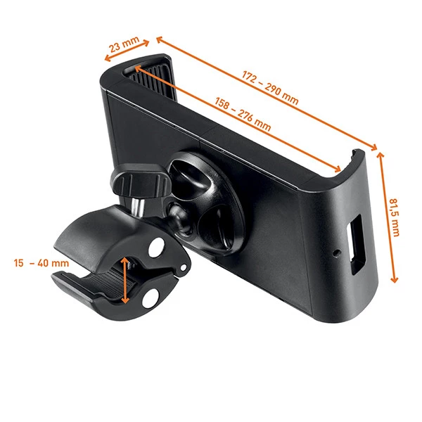 Supporto per tablet con morsetto tubolare - TOUGH CLAMP XL - da 7" a 13" con cover - ruotabile di 360&deg; - Durable