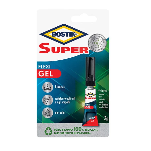 Colla istantanea Super Flexi Gel - 3 gr - trasparente - Bostik