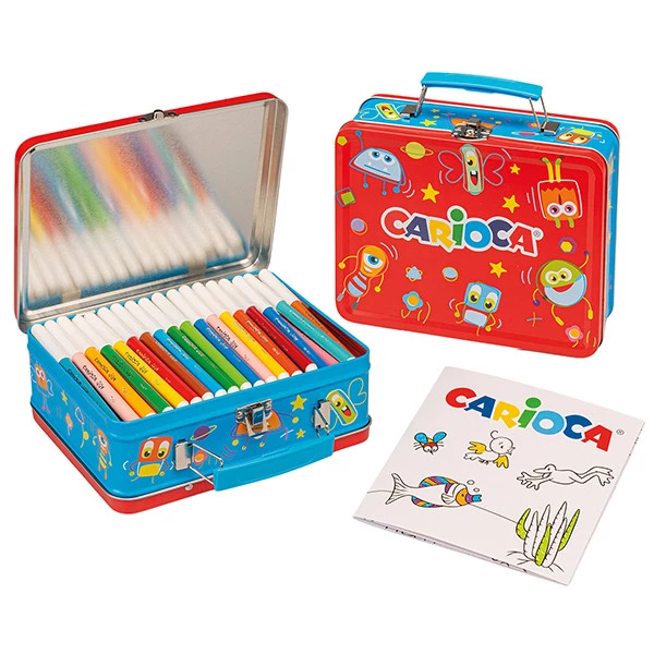 Valigetta in latta Color Kit - 80 pennarelli e album da colorare - Carioca