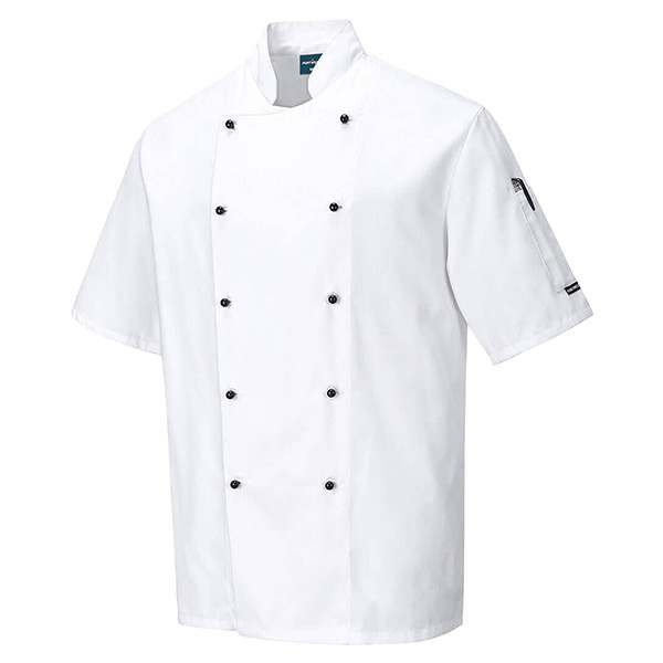 Giacca cuoco Kent - maniche corte - taglia L - bianco - Portwest
