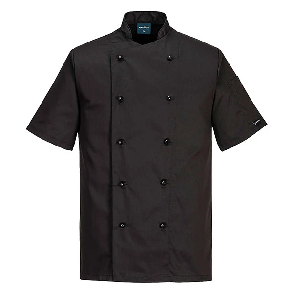 Giacca cuoco Kent - maniche corte - taglia M - nero - Portwest