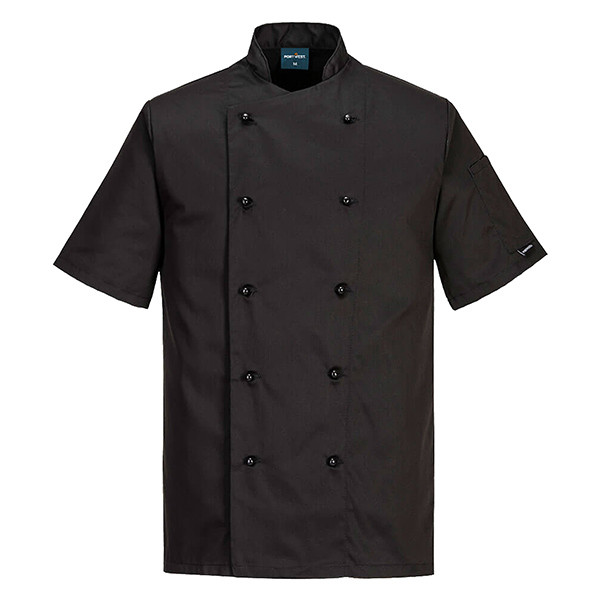 Giacca cuoco Kent - maniche corte - taglia M - nero - Portwest