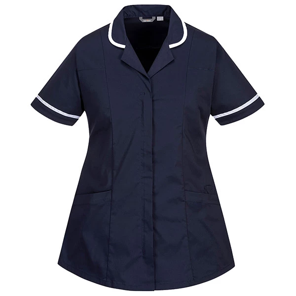 Camice da donna - maniche corte - elasticizzato - taglia L - blu navy - Portwest