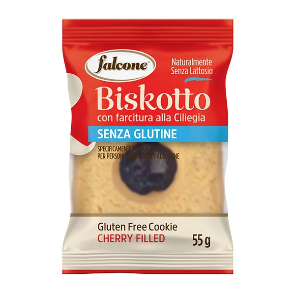 Biscotti farciti linea Biskotti -  ciliegia - monoporzione da 55 gr - Falcone