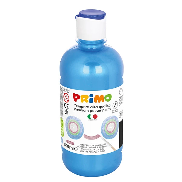 Tempera brillante perlata - 500ml - colori perlati assortiti - Primo - box 6 colori