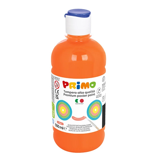 Tempera brillante perlata - 500ml - colori fluo assortiti - Primo - box 6 colori