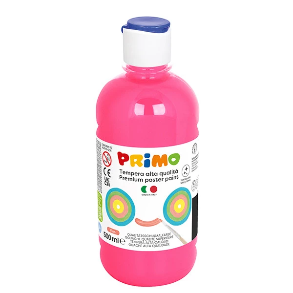 Tempera brillante perlata - 500ml - colori fluo assortiti - Primo - box 6 colori