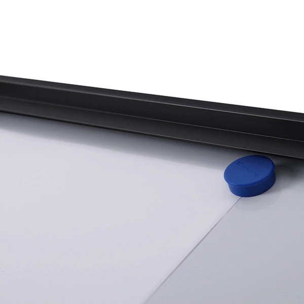 Bacheca per interni - con ante battenti - 9 fogli A4 - cornice nera - verticale - Showdown