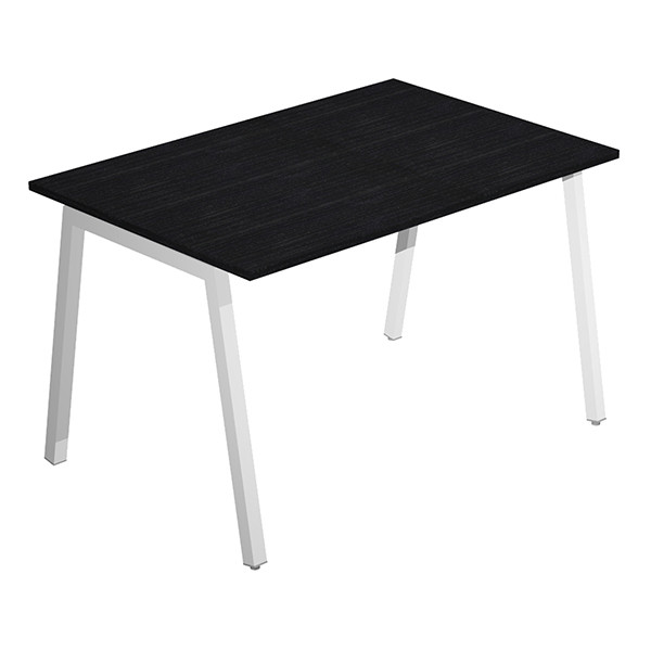 Scrivania lineare Easy - struttura bianca - gambe inclinate - 120 x 80 cm - nero venato
