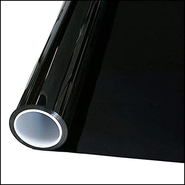 Pellicola adesiva - 50 cm x 10 m - protezione UV alta - trasparenza medio bassa -  riflettente/nero - Patifix