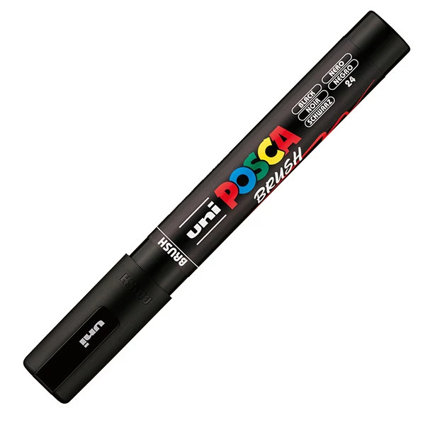 Marcatore a base d'acqua Uni Posca PC5MBR - punta brush 1.0 - 4.0mm - nero - Uni Mitsubishi