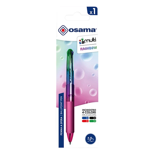 Penna a sfera 4 Multi Chrome - punta 1,00 mm - 4 colori - rainbow - Osama