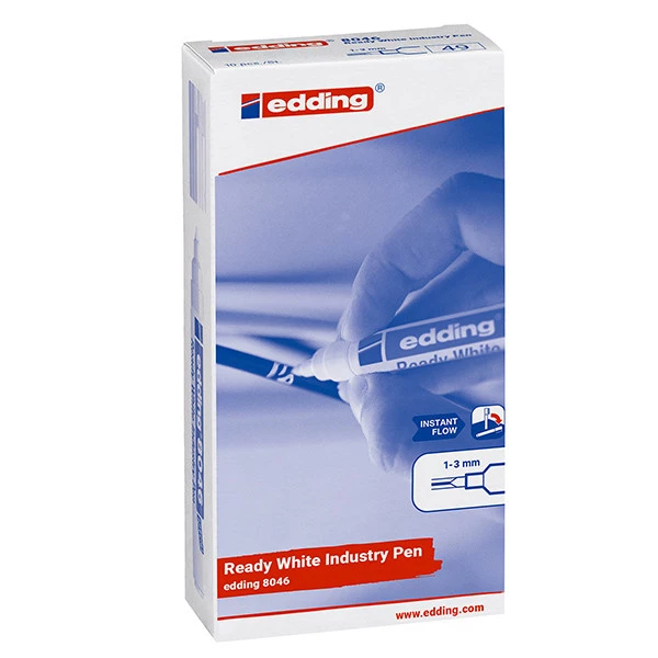 Marcatore industriale 8046 &ndash; permanente &ndash; 1 a 3 mm - bianco &ndash; Edding