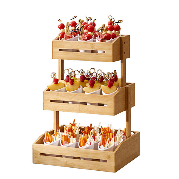 Espositore buffet - 3 piani - bamboo naturale - H 41cm - Leone