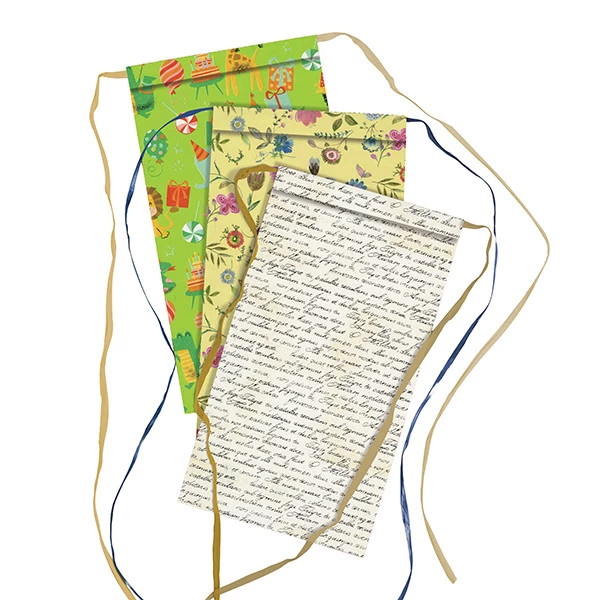 Sacchetto regalo - fantasie assortite - c/nastro rafia - 20 x 35 + 5 cm - carta - Rex Sadoch - conf. 3pz