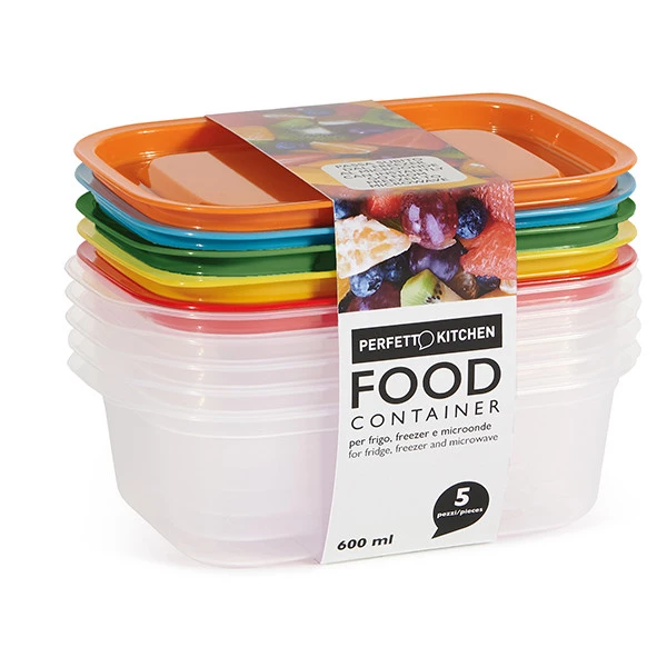Contenitori alimenti &ndash; 185 x 125 x 561 mm &ndash; 600 ml - PP - Perfetto &ndash; conf. 5 pezzi