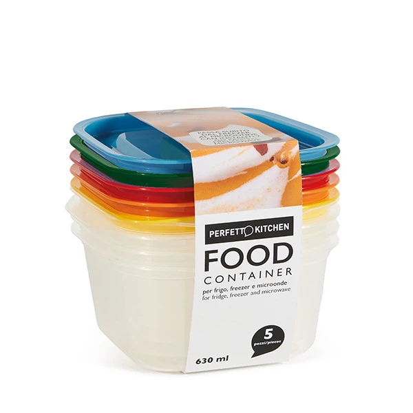 Contenitori alimenti &ndash; 150 x 137 x 69 mm &ndash; 630 ml - PP - Perfetto &ndash; conf. 5 pezzi